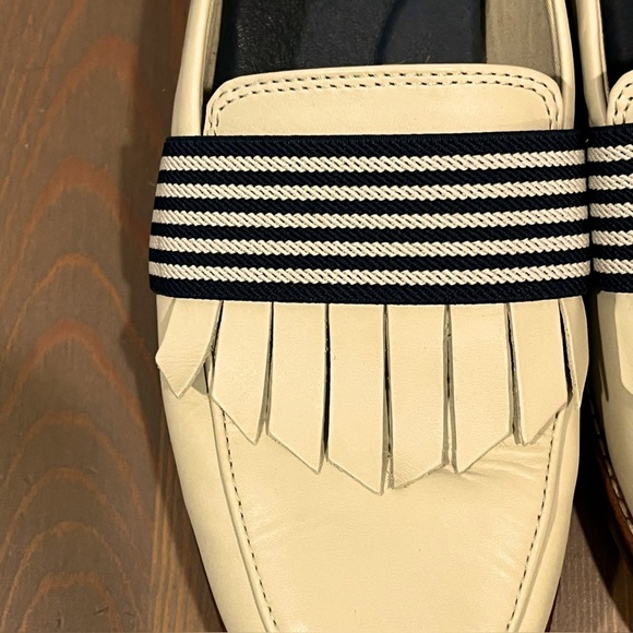 Sperry Seaport Royal Loafers Slip On Leather Tassel Fringe Preppy Ivory/Navy 9.5 - Picture 6 of 12